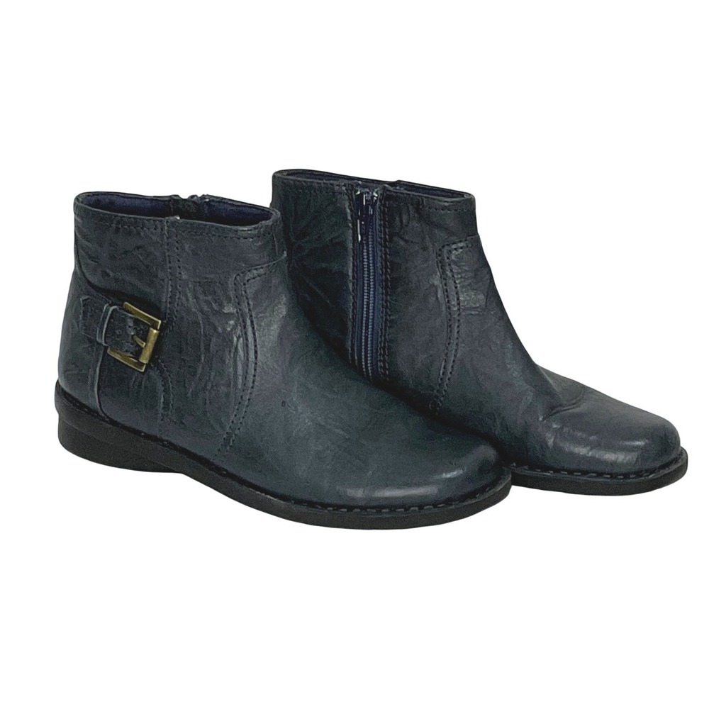 CLARKS Nikki Star Q Womens Ankle Boots Booties Navy Blue Leather Crinkle 68740 6